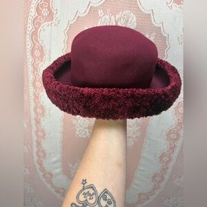 Vintage Burgundy Wool Felt Statement Hat